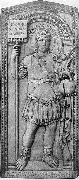 Honorius  Roman Emperor ca. 406 from consular diptych of Probius Anicius   Photo by Ludwig von Sybel